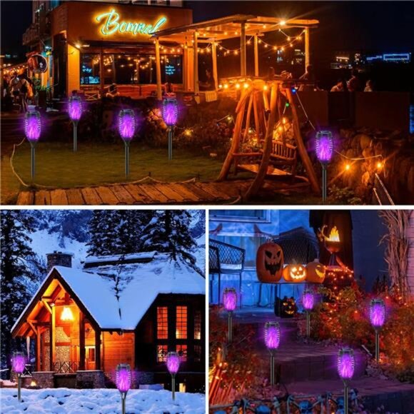 Halloween Decorations Outdoor, 12 Pack Purple Solar Lights Outdoor Waterproof - Picture 3 of 8